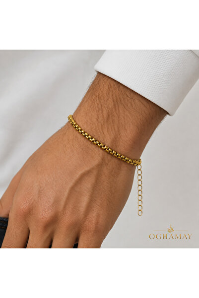 OGHAMAY Gold Color Steel Men's Bracelet Adjustable Size Albanian Chain Model ...