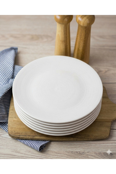 BİODATA Set of 4 Melamine Cake and Dessert Serving Plates 15 cm - White Flat ...