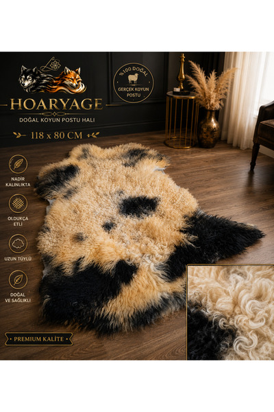 hoaryage Natural, Unprocessed, Never Sheared Natural Sheepskin, Carpet, Praye...