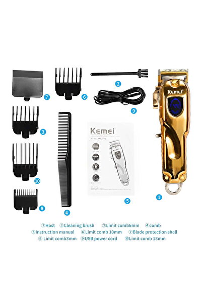 Kemei KM-2010 Επαναφορτιζόμενη Κουρευτική Μηχανή 5W 110V-240V