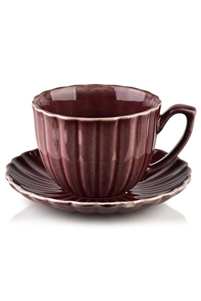 MONDEX Set cană și farfurioară Porțelan AFFEKDESIGN EVIE BURGUNDY 300 ml 10 x...