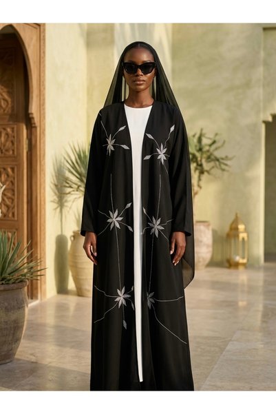 Generic Elegant Embroidered 2-Piece Abaya Set with Matching Veil