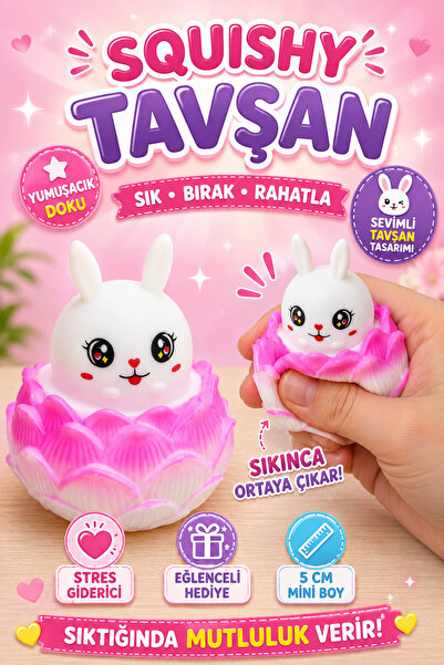 Ayver 1 ADET SQUISHY SUKUŞİ SIKMALI TAVŞAN YUMUŞAK OYUNCAK STRES OYUNCAĞI