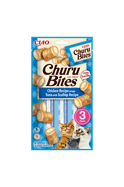 Inaba Churu Bites Gustări pentru pisici cu pui, ton și scoici 3 x 10 g