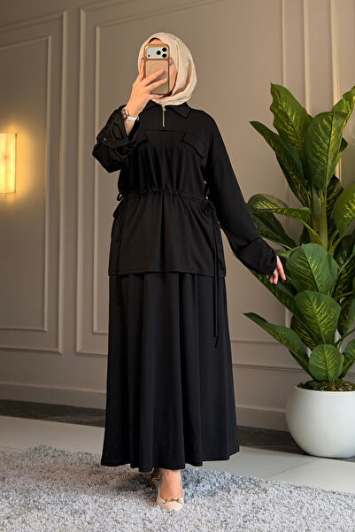 Suede Style 6486 - طقم تنورة نسائية أنيقة ومريحة من قماش لينا إنترلوك ناعم مع...