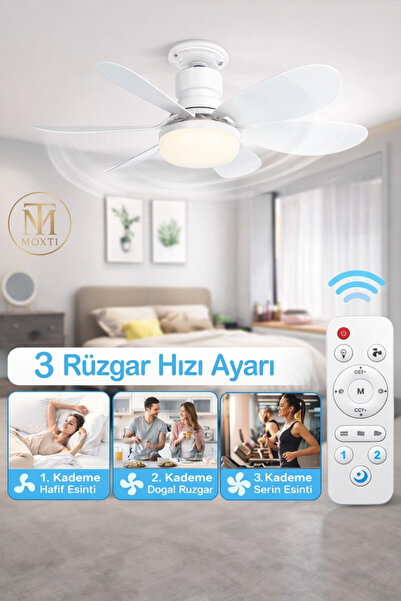 Moxti Serinlik Sakinlik Sessiz Çalışma 6 Fan Kanat ve Işıklı Uzaktan Kumandal...