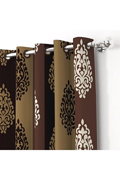 Generic Sheer voile curtain embroidered with beautiful circles in light brown...