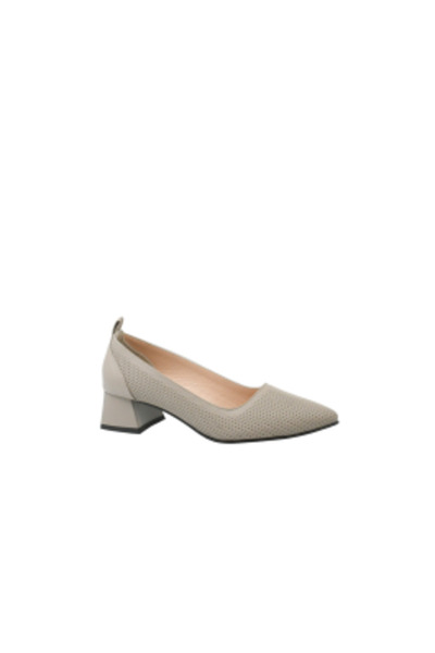 Dogati Pantofi de damă, cu toc mic elegant, gri nurcă, din piele MIR 1389