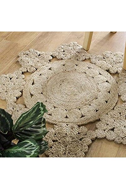 Handpicked Furniture Jute Pure Wool And Cotton Beige Round Carpet Ultra Soft ...