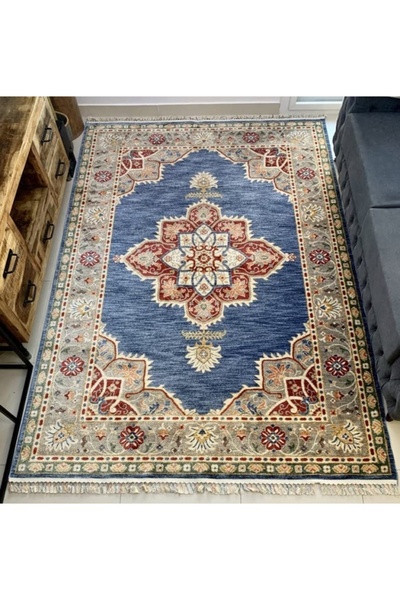 Handpicked Furniture Traditional Blue Rectangular Carpet Ultra Soft Area Carp...