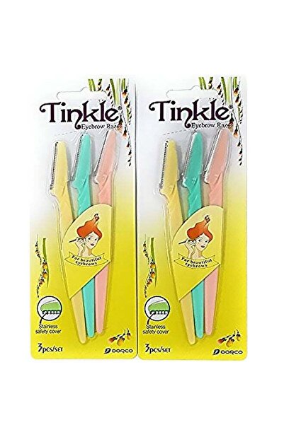 Tinkle شفرة حلاقة الحواجب مكونة من 6 قطع باللون الأصفر/الوردي