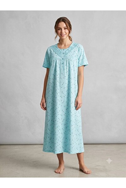 Alize Moda 100% Cotton Short Sleeve Plus Size Women's Nightgown