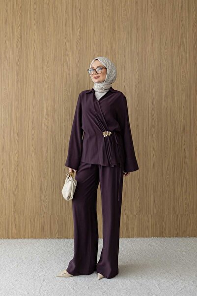 MYGİYİMİSTANBUL Premium Drafted Tencel Fabric Suit with Gold Brocade Detail