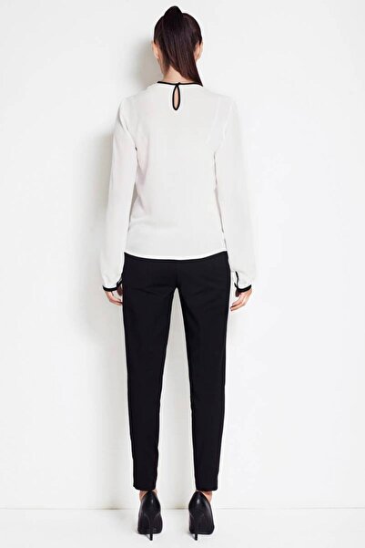 Awama Bluza Dama, Awama, Poliester, Ecru/Negru, Cu Maneca Lunga, S