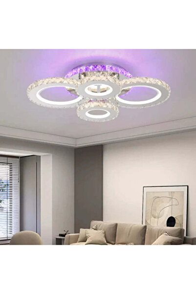 La Cucu Lustra LED cu telecomanda si cristal NOVA ROTONDA RGB 72W, 4 Cercuri,...