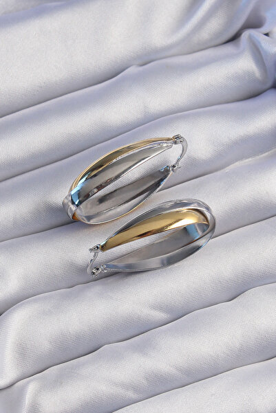 OGHAMAY Brass Gold Silver Colored Long Curved Earrings