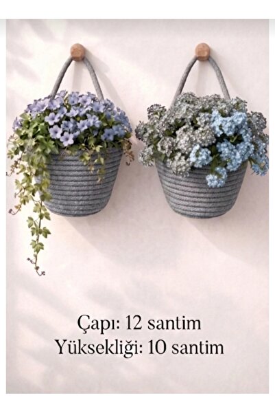 ENA Saksılık Mini Dekoratif Sepet 2'li Mini Çiçeklik 12x10 Cm(BİTKİLER VE ASK...