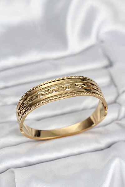 OGHAMAY 316L Steel Gold Color Vintage Model Women's Handcuff Bracelet