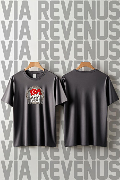 Vordevia Tricou unisex cu imprimeu Bozkurt, 100% bumbac, croială largă