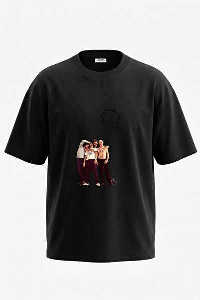 Anetos Red Hot Chili Peppers_1 Tricou oversize negru din bumbac cu imprimeu p...