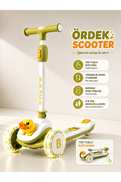 YILDIRIM OYUNCAK Ördek Figürlü LED Işıklı 3 Tekerlekli Çocuk Scooterı 3-8Yaş ...