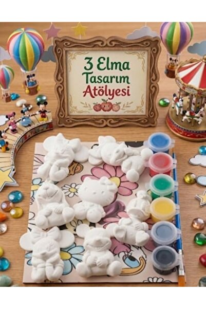 tasarımhikayecisi 3 ELMA TASARIM/MOUSE-HELLO KİTY TAŞ BOYAMA SETİ-YAZ TATİLİ-...