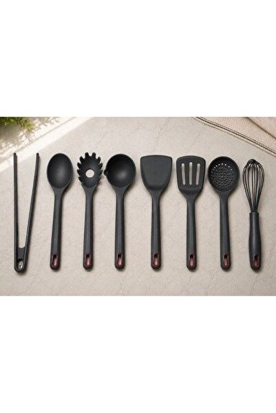 Aryıldız Silikon 8 Parça Kepçe Kevgir Spatula Çırpıcı Makarna Kaşık Seti Antr...