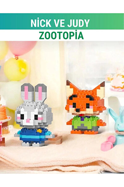 BLACK DİAMOND PLUSH TOY Nick ve Judy Zootopia 3D Yapboz Seti Figür Brıcks,3