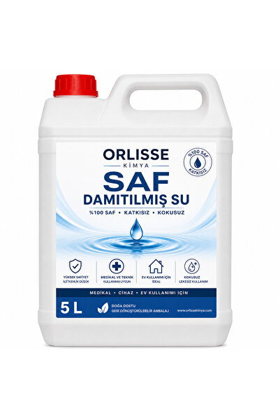 Orlisse Kimya Distile Su 5 LT | Saf Damıtılmış Su | Medikal, Cihaz ve Ev Kull...