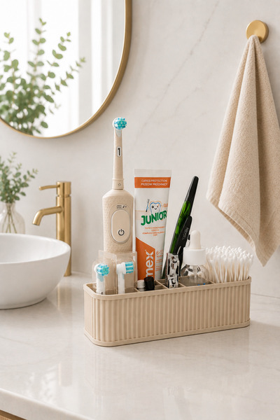 Arvella Studio Multi-Compartment Bathroom Organizer-Toothbrush Holder Makeup ...
