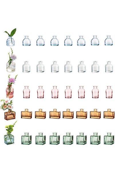 Glasseam Small Bud Glass Vases: Colorful Small Flower Vases for Centerpieces ...