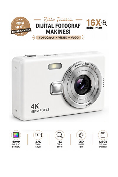 FaroxTech Dijital Fotoğraf Makinası | 2.7k Ultra Hd | 50mp | 16x Zoom | HAFIZ...
