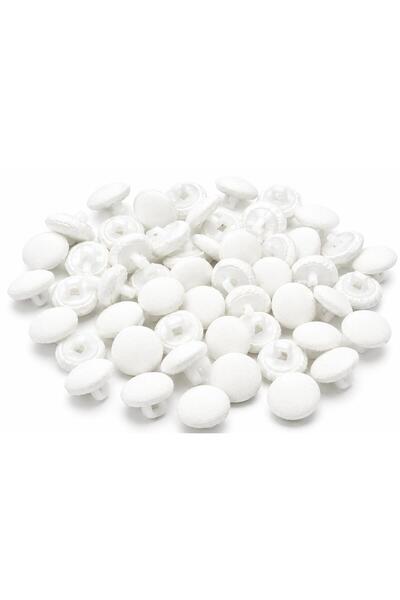 Saturn Nasturi Îmbrăcați în Satin Alb 11,5 mm – Set 100 Bucati pentru Haine, ...