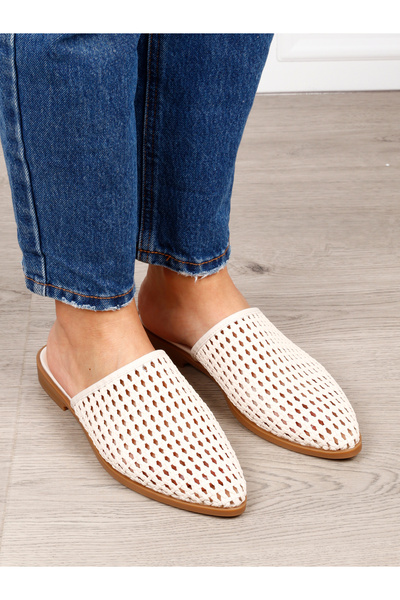ANGEL BLUE PAPUCI DAMA DIN PIELE ECOLOGICA CU DESIGN CLASIC CRL1626 BEJ