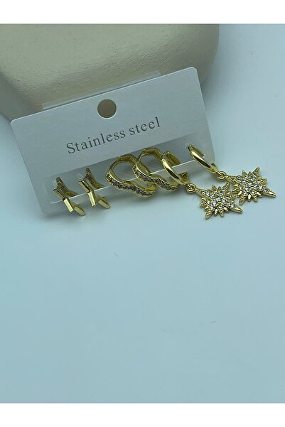 BİJU YILMAZ 26clk137 - golden north star earring set