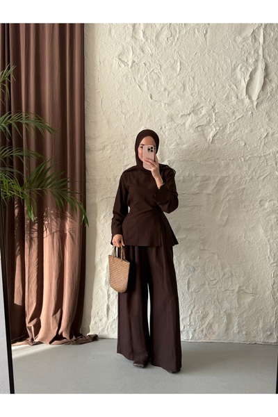 QUWİQ Costum Hijab Pinterest pentru femei, cu detaliu cu șliț și pantaloni el...