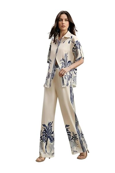 VDUOO 'S Women's Rayon Co-Ord Set Printed Shirt and Pant Set for Women Casual...
