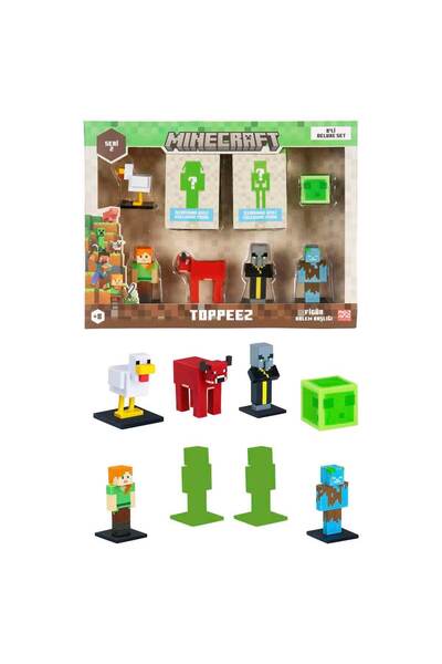 MINECRAFT 3D Toppeez Deluxe 8’li Figür Seti S2 - Yeşil Slime'Lı Set