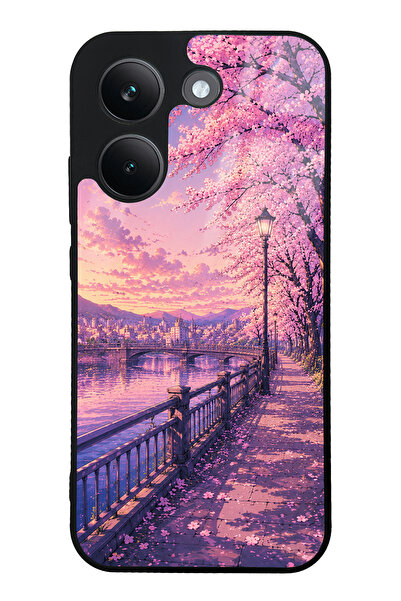Spoyi Xiaomi Poco X8 Pro Sakura Riverside Sunset Tasarımlı Glossy Telefon Kılıfı