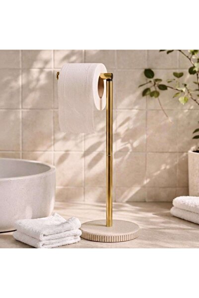 PAN HOME Verona Polyresin Tissue Roll Stand 20x20x63cm - Beige