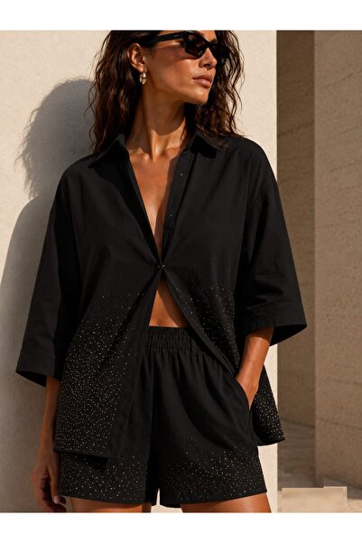 Yumey Hot-Fix / Stone Printed Shirt and Shorts Set