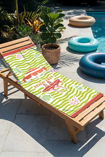 Evimde Bambaşka Striped Tropical Marine Beach Towel - Retro Summer Themed Gre...