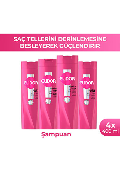 Elidor Saç Bakım Şampuanı Güçlü ve Parlak 400 ml x4