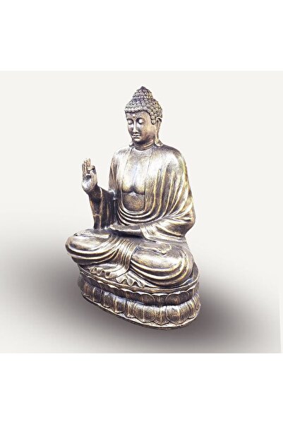 Namaruna Statuie mare antică aurie cu Buddha în poziție de predare pe lotus -...