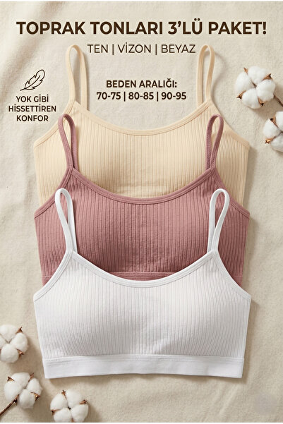 underwear bodyway 3’lü Çıkarılabilir Pedli Fitilli İp Askılı Bralet Büstiyer ...