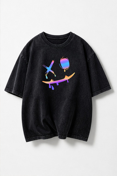 valeriae Πλενόμενο μπλουζάκι Oversize Unisex, Πλυμένο Vintage Street Style, Μ...