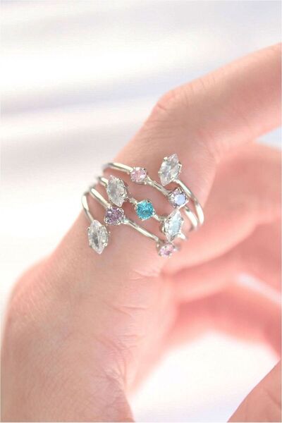 Generic Brand Colorful Zircon Stone Silver Color Adjustable Ring