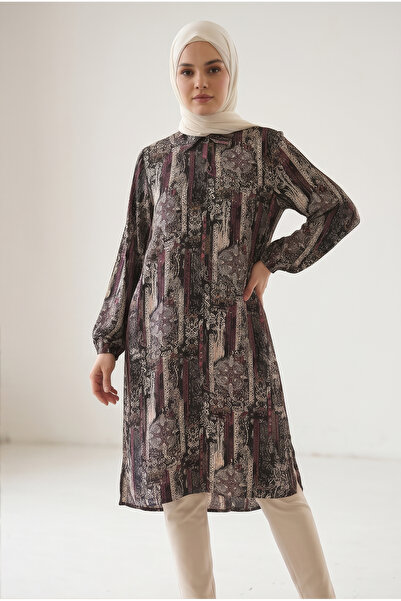 tuvadi Women's Purple Ethnic Patchwork Patterned Viscose Tunic Shirt - Hijab ...