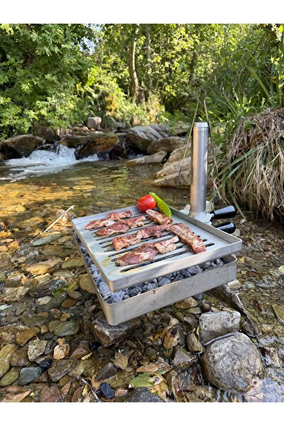Bravon Outdoor Taşınabilir Kamp Mangalı , Paslanmaz Mangal , Ateş Çukuru,
