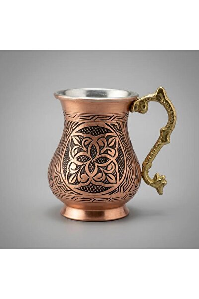 AURA COPPER Geleneksel Ağır El İşleme Kalın Bakır Ayran Kupası - Premium Kali...